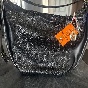 Marino Orlandi Black Leather Shoulder/Sling/Backpack Bag NWT
